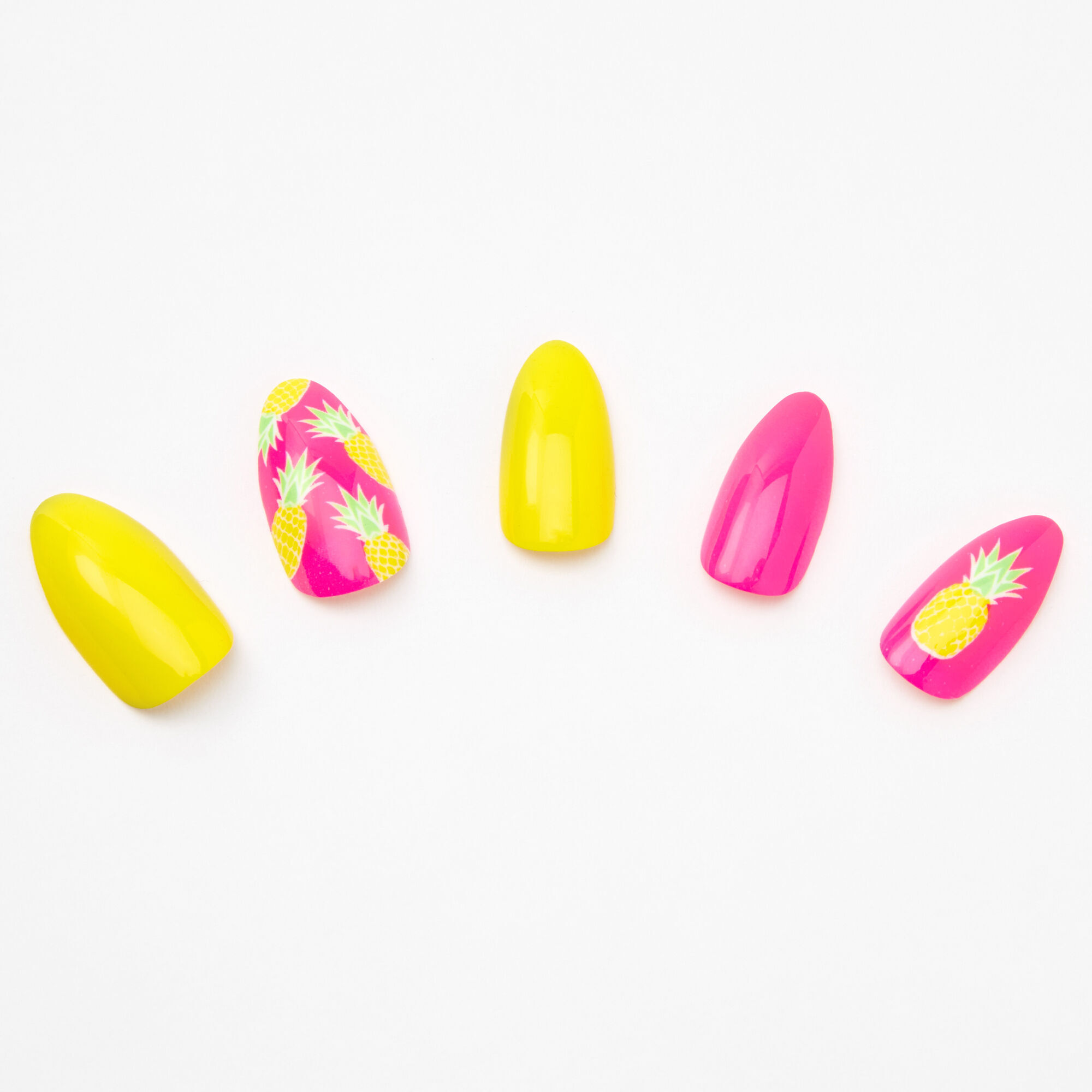 Pink Pineapple Stiletto Faux Nail Set - 24 Pack,