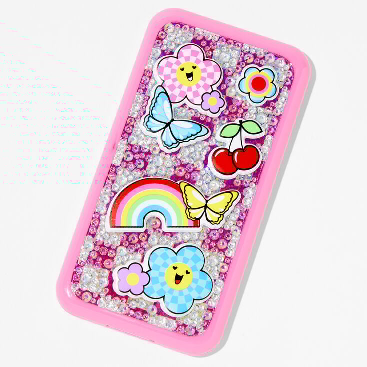 Checkered Daisy Bling Pink Cell Phone Makeup Set,