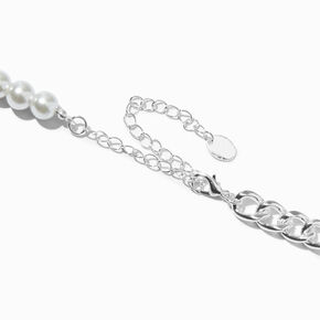 Half Pearl Curb Chain Necklace,