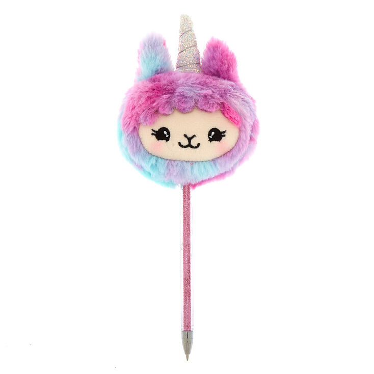 Claire's Stylo en peluche rose Lala le lama-licorne