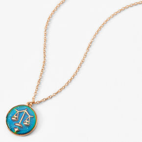 Gold Zodiac Mood Pendant Necklace - Libra,