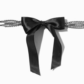 Ras-de-cou strass baguette n&oelig;ud ruban noir,