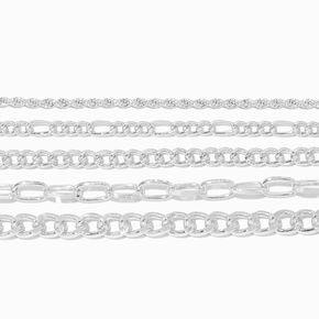Silver Woven Chain Bracelet Set - 5 Pack,