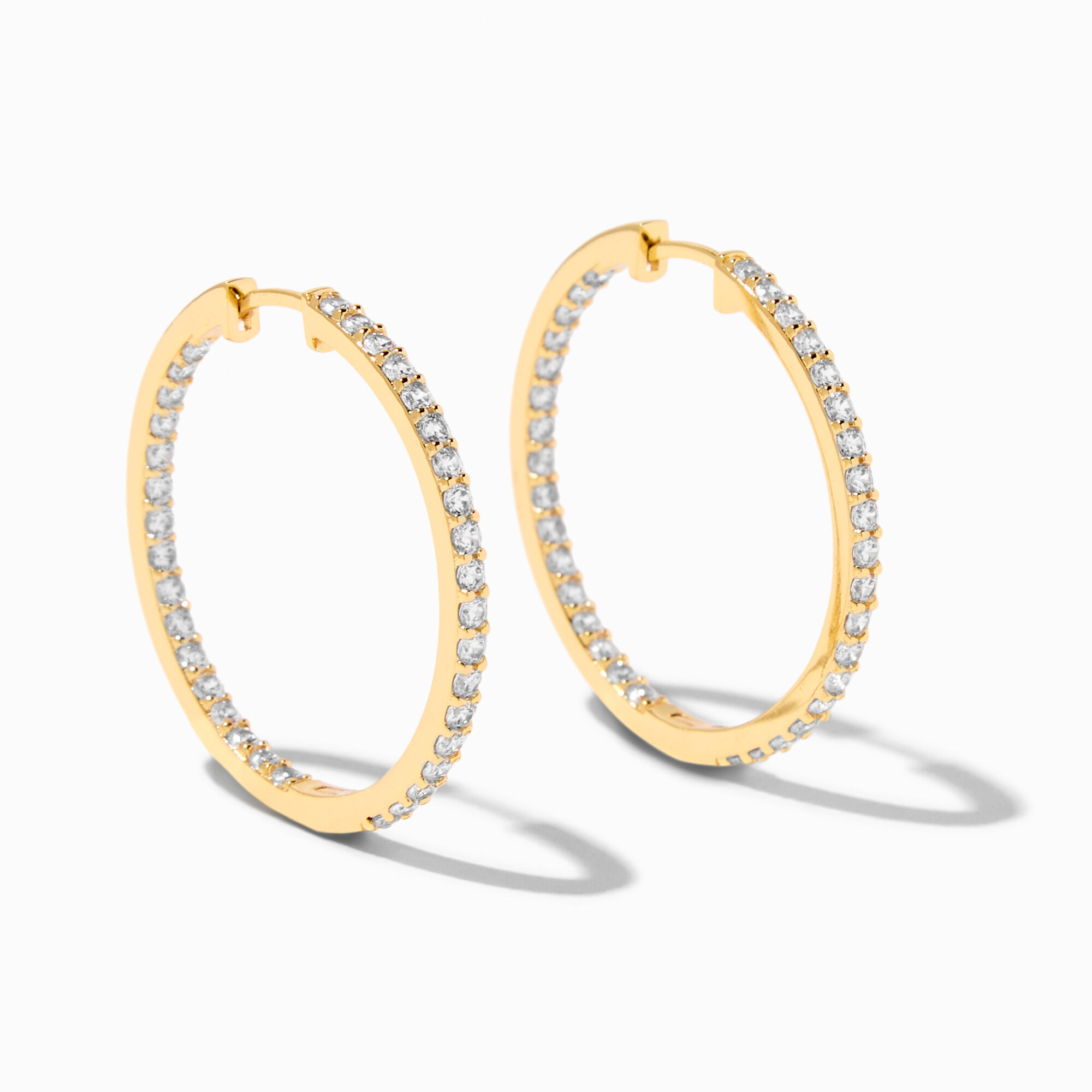 View C Luxe By Claires 18K Gold Plated 30MM Cubic Zirconia Hoop Earrings Yellow information