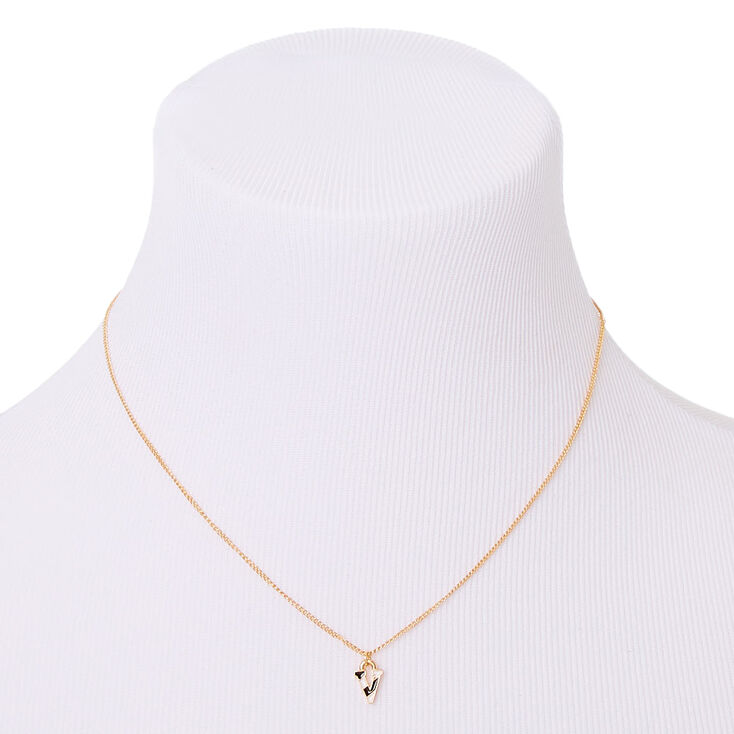 Gold Striped Initial Pendant Necklace - V,