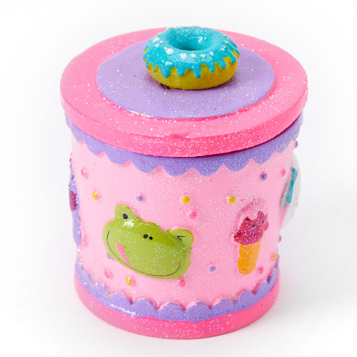 Claire's Boîte à bijoux panda à paillettes - Rose