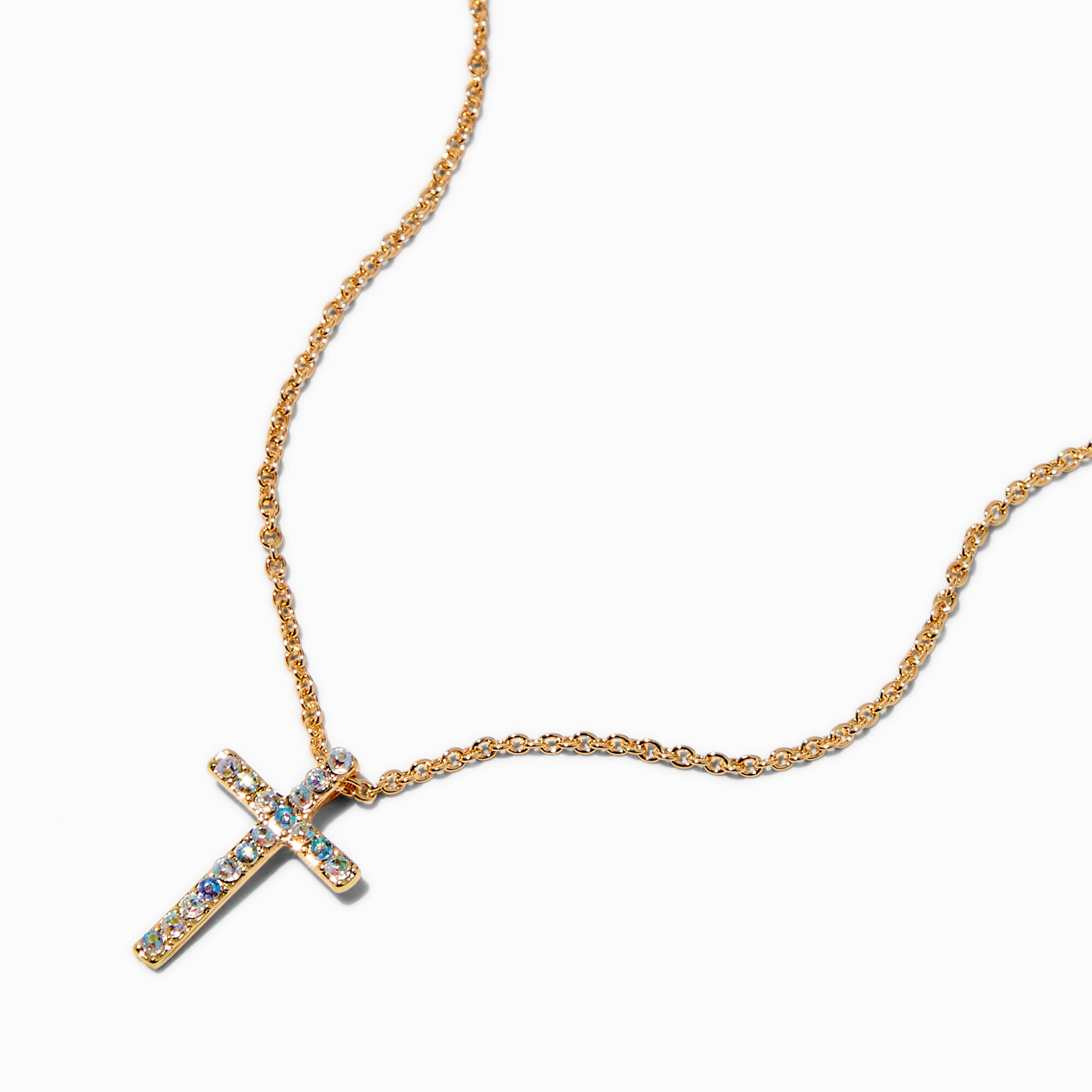 View Claires Club Tone Cross Necklace Gold information