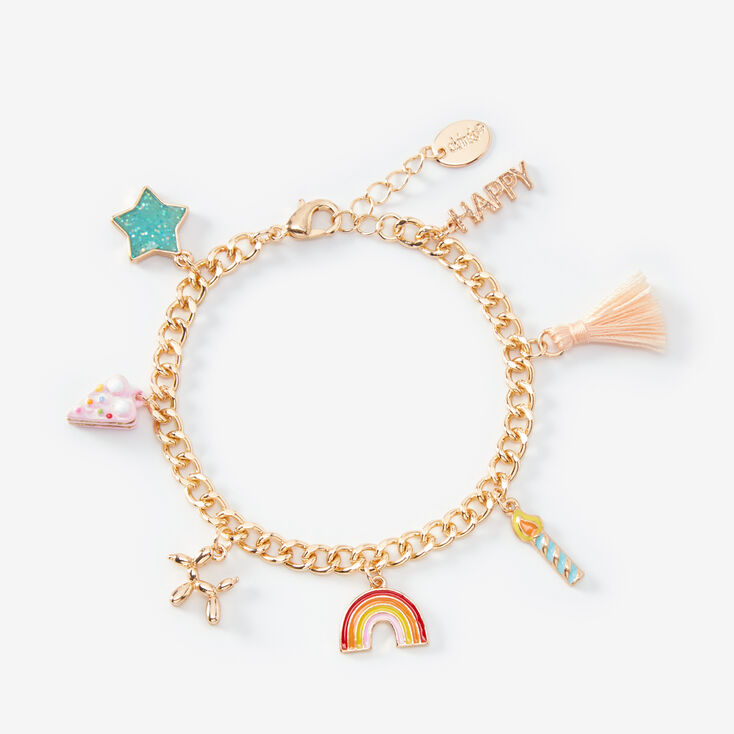 Gold Birthday Chain Link Charm Bracelet,