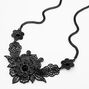 Black Filigree Flower Statement Necklace,