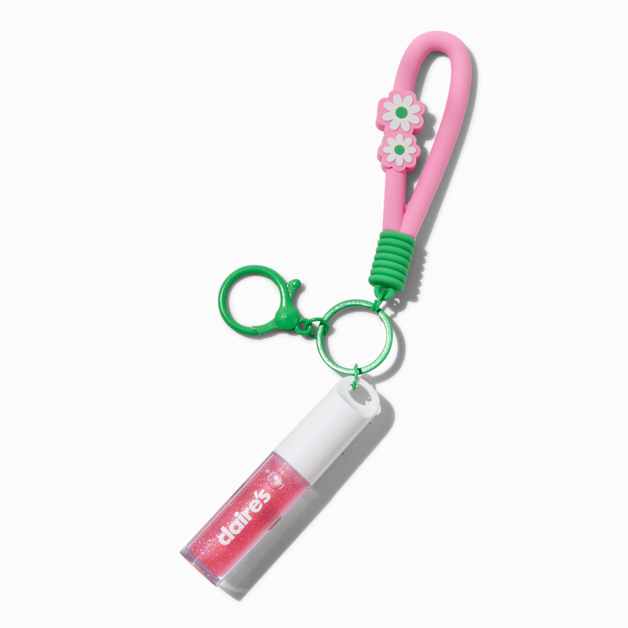 Pink Daisy Lip Gloss Keychain,