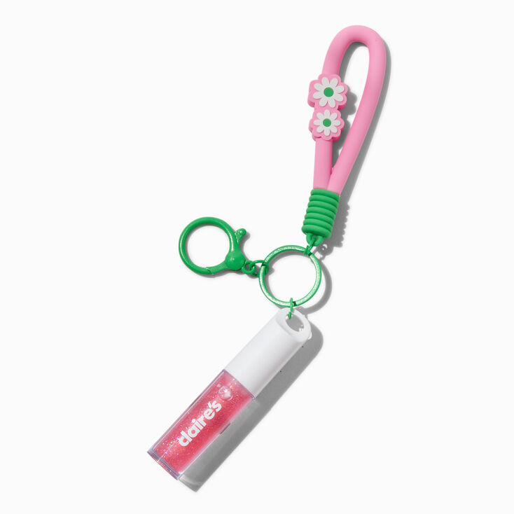 Pink Daisy Lip Gloss Keyring,