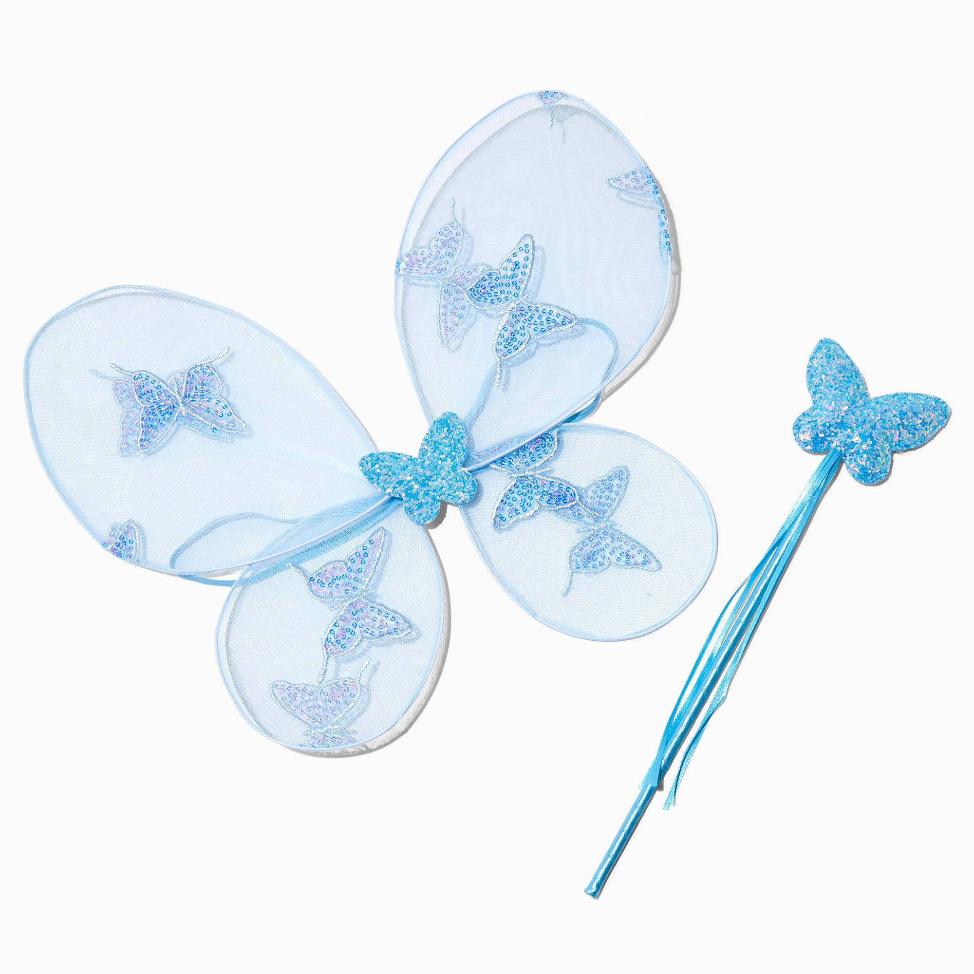 View Claires Club Sequin Butterfly Wings Wand Dress Up Set 2 Pack Blue information