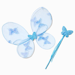Claire&#39;s Club Blue Sequin Butterfly Wings &amp; Wand Dress Up Set - 2 Pack,