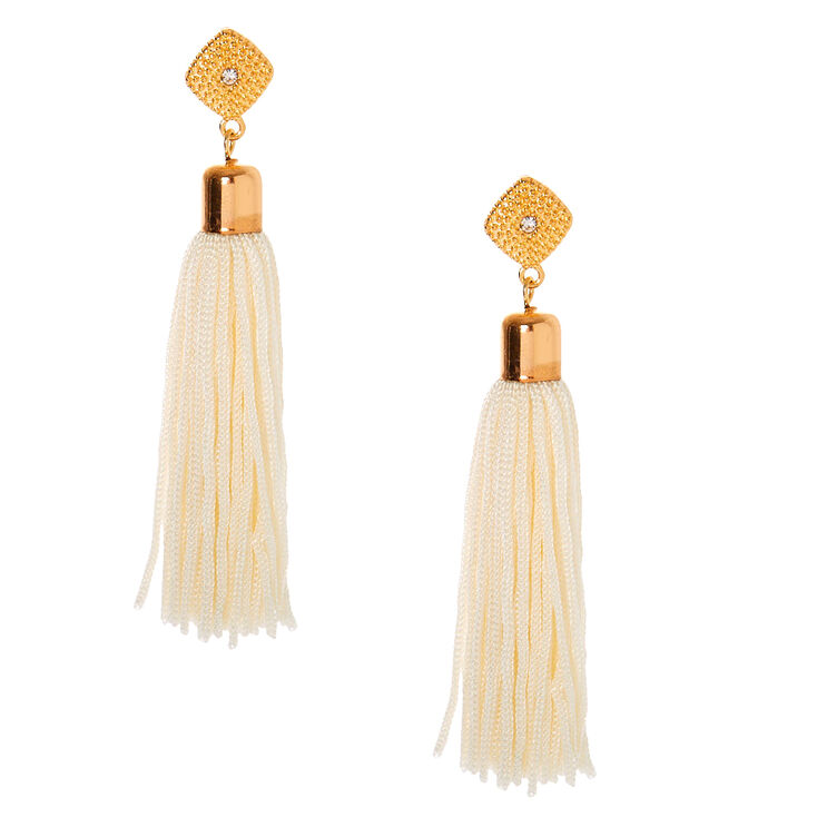 Claire's Pendantes à pompons 8 cm - Blanc