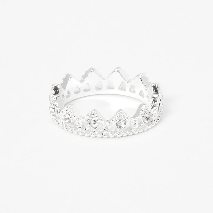 Silver-tone Petal Crown Ring,