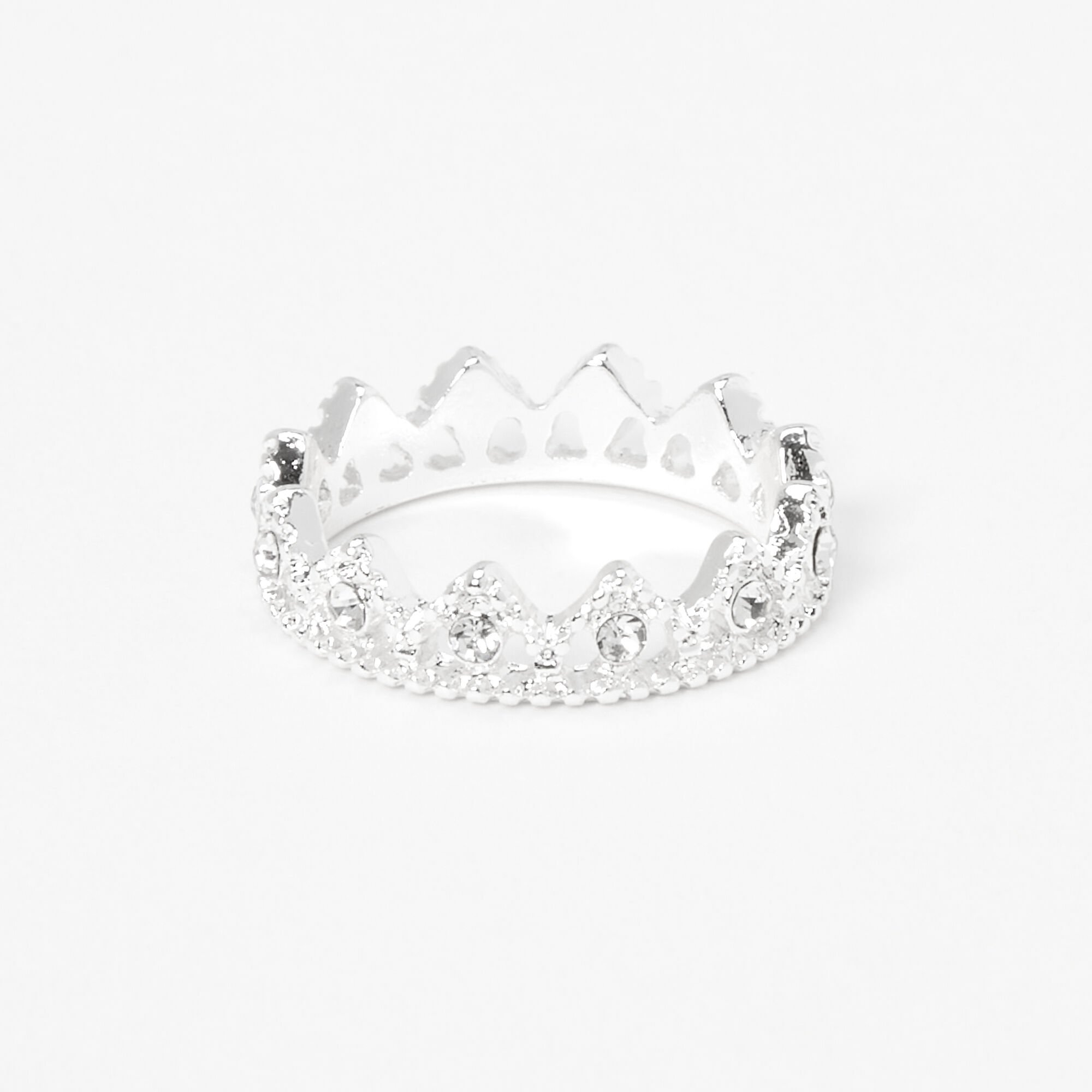 View Claires Tone Petal Crown Ring Silver information