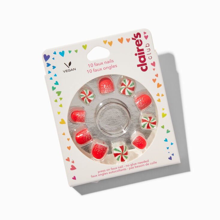 Claire&#39;s Club Red Lollipop Square Press On Vegan Faux Nail Set - 10 Pack,