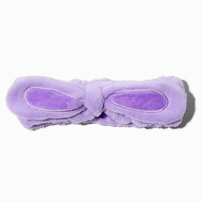 Bandeau de d&eacute;maquillage &agrave; n&oelig;ud lapin violet,