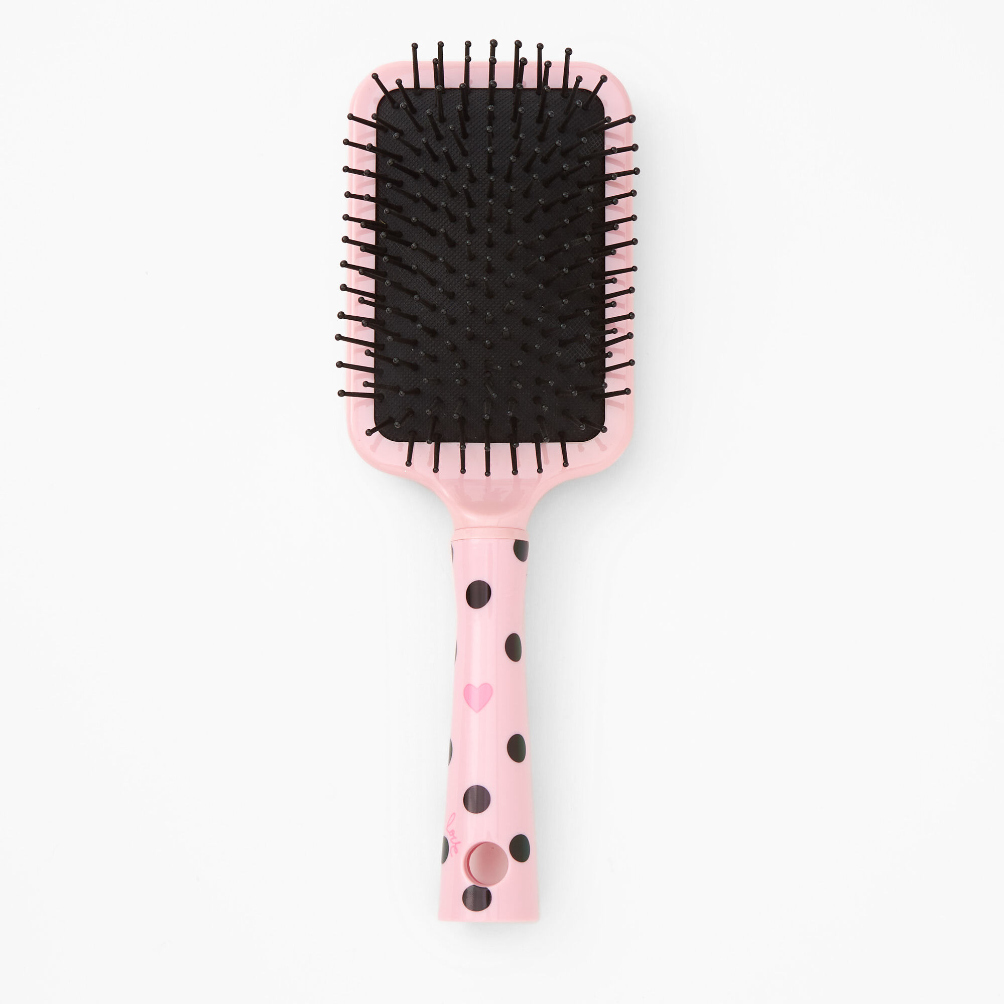 Brosse à cheveux plate à pois cœur - Rose,