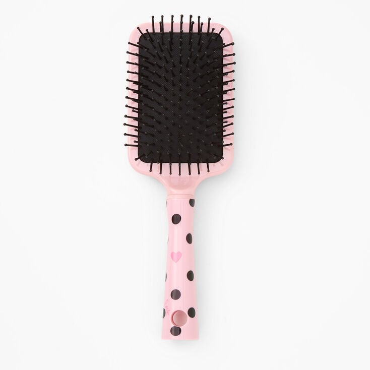 Brosse &agrave; cheveux plate &agrave; pois c&oelig;ur - Rose,