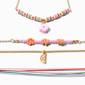 Orange Daisy Gold-tone Chain Bracelet Set - 4 Pack,
