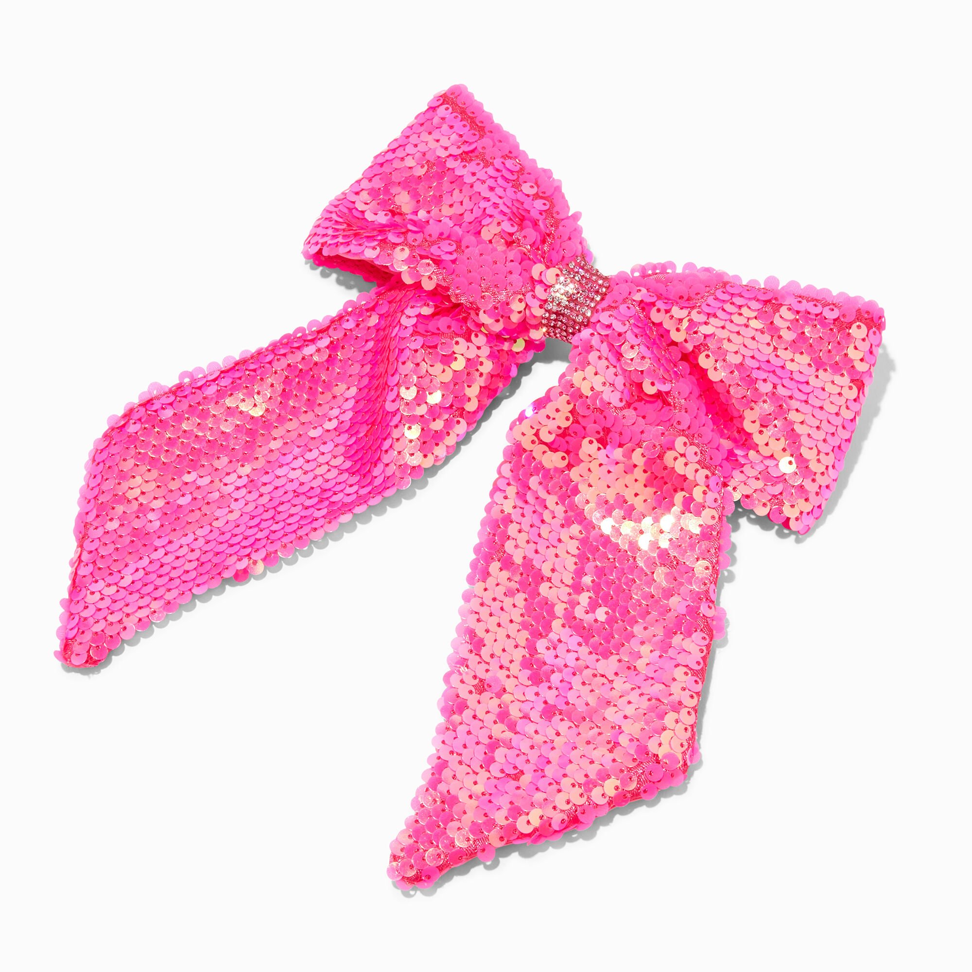 View Claires Sequin Hair Bow Clip Pink information