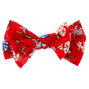 Floral Double Floppy Hair Bow Clip - Red,