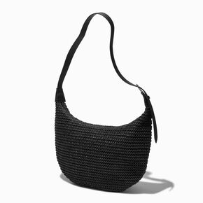 Black Crochet Slouchy Shoulder Bag,