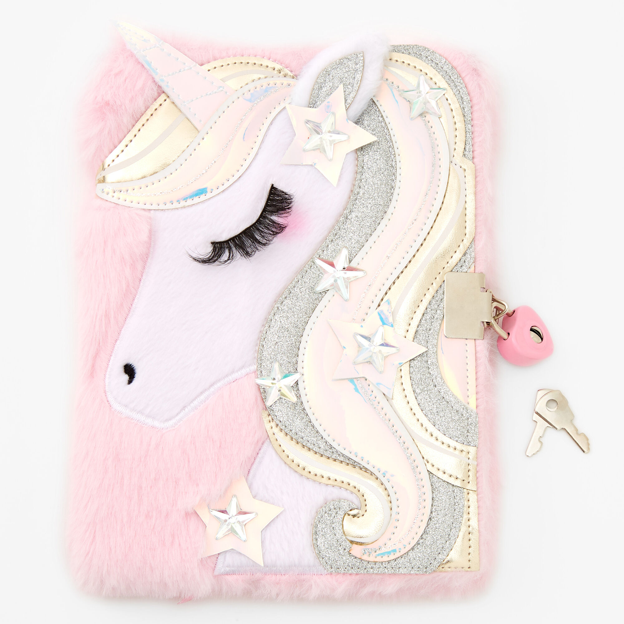 View Claires Icy Unicorn Plush Lock Diary Pink information