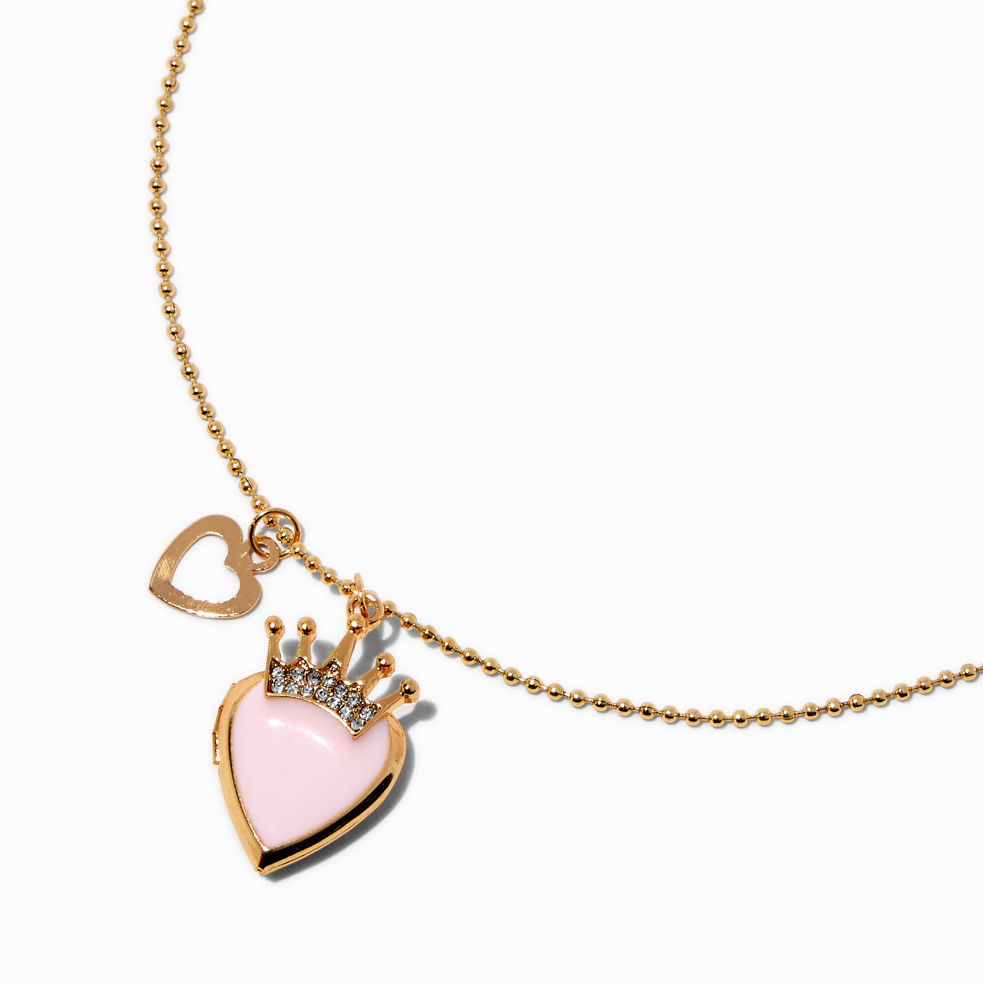 Claire's Club Pink Heart Princess Locket Pendant Necklace,