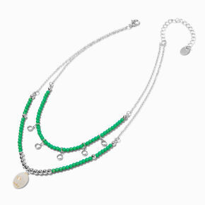 Green Beaded Multi-Strand Pearl Pendant Necklace ,