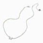 Silver-tone Butterfly Seed Bead Pendant Necklace,