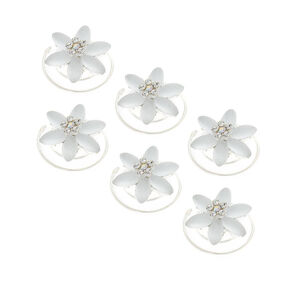 White Frosted Flower Hair Spinners - 6 Pack,