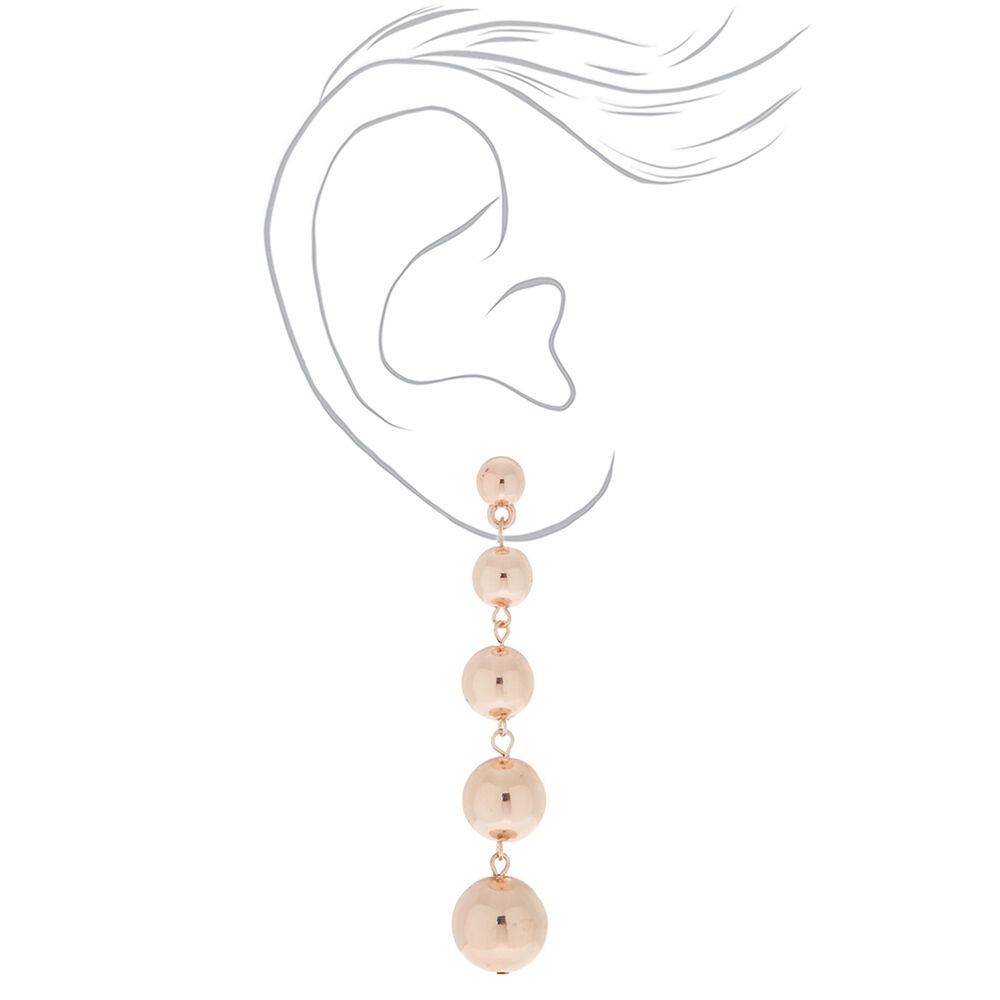 Rose Gold 3" Ball Drop Earrings,