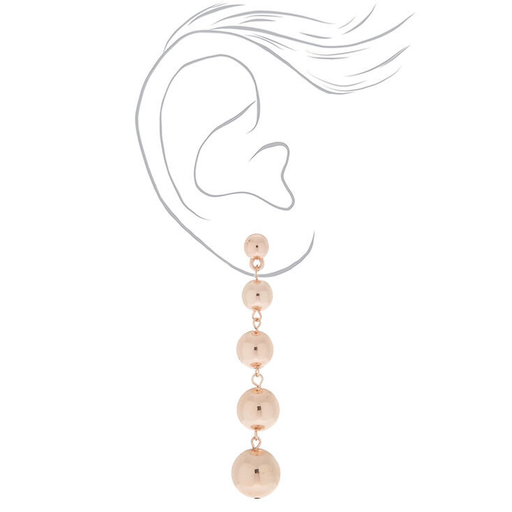 Rose Gold 3&quot; Ball Drop Earrings,
