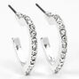 Silver 15MM Embellished Heart Hoop Earrings,
