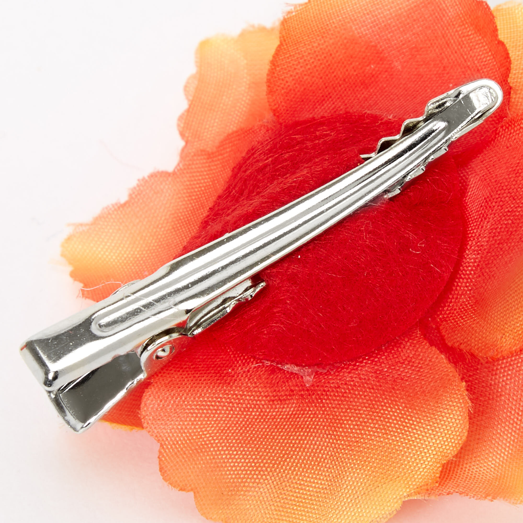 Mini Rose Hair Clips - Red Orange, 2 Pack,