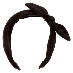 Solid Knotted Bow Headband - Black,