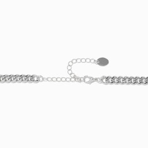 Silver-tone Flat Curb Chain Choker Necklace,