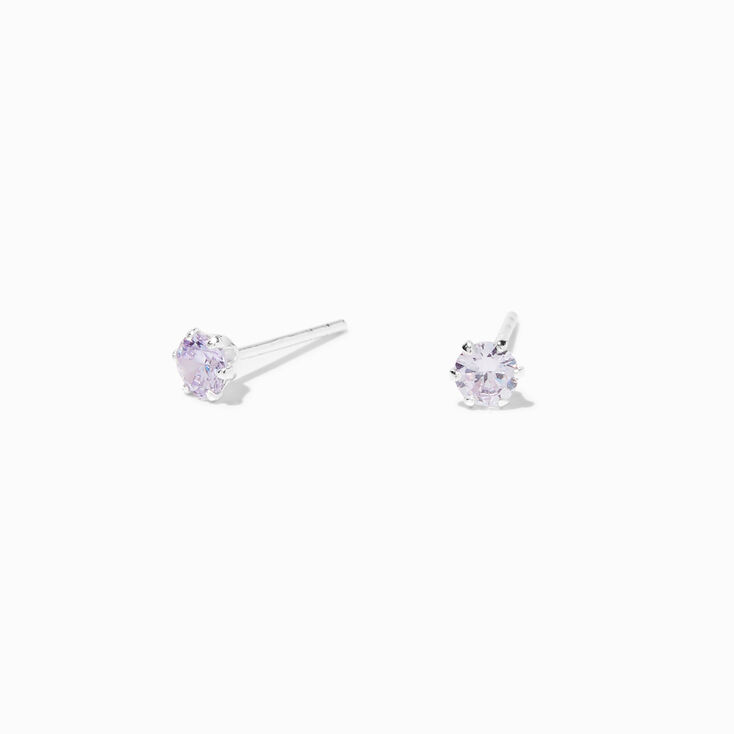 Clous d&#39;oreilles lavande 4&nbsp;mm en zircon cubique et argent,