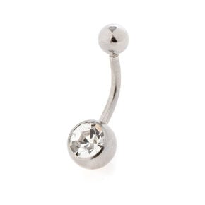 Sterling Silver Crystal Ball Belly Ring,