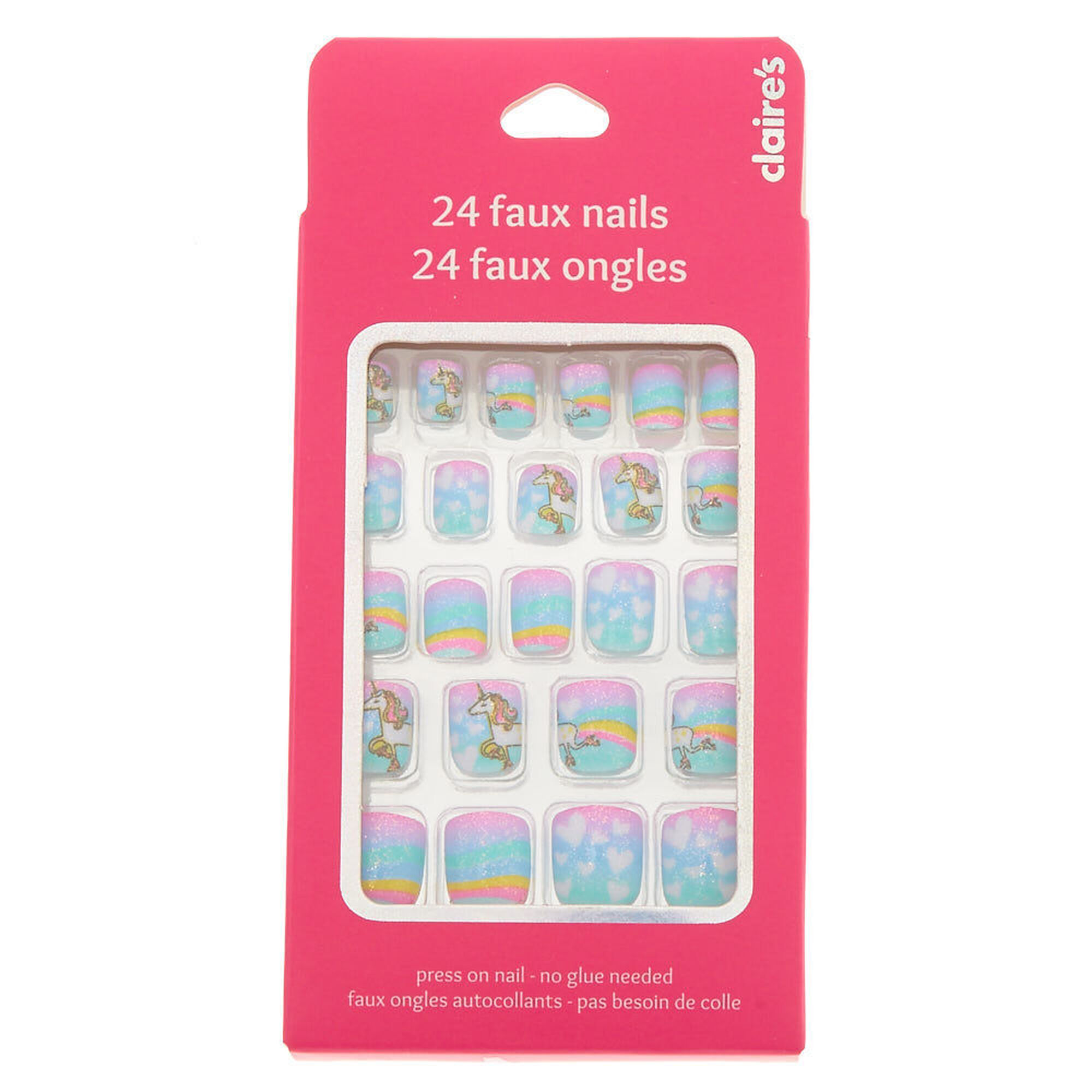 Unicorn Fun Fair Square Press On Faux Nail Set 24 Pack Claire S