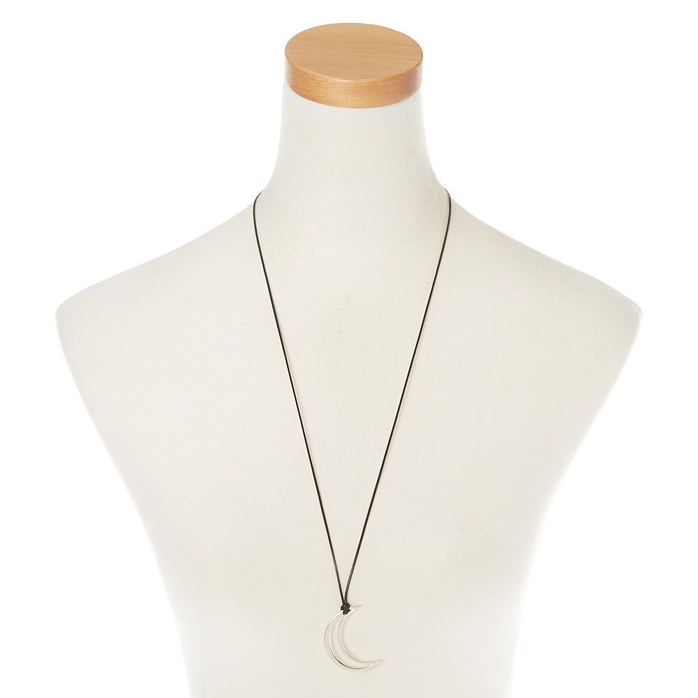 Silver Moon Long Pendant Necklace,