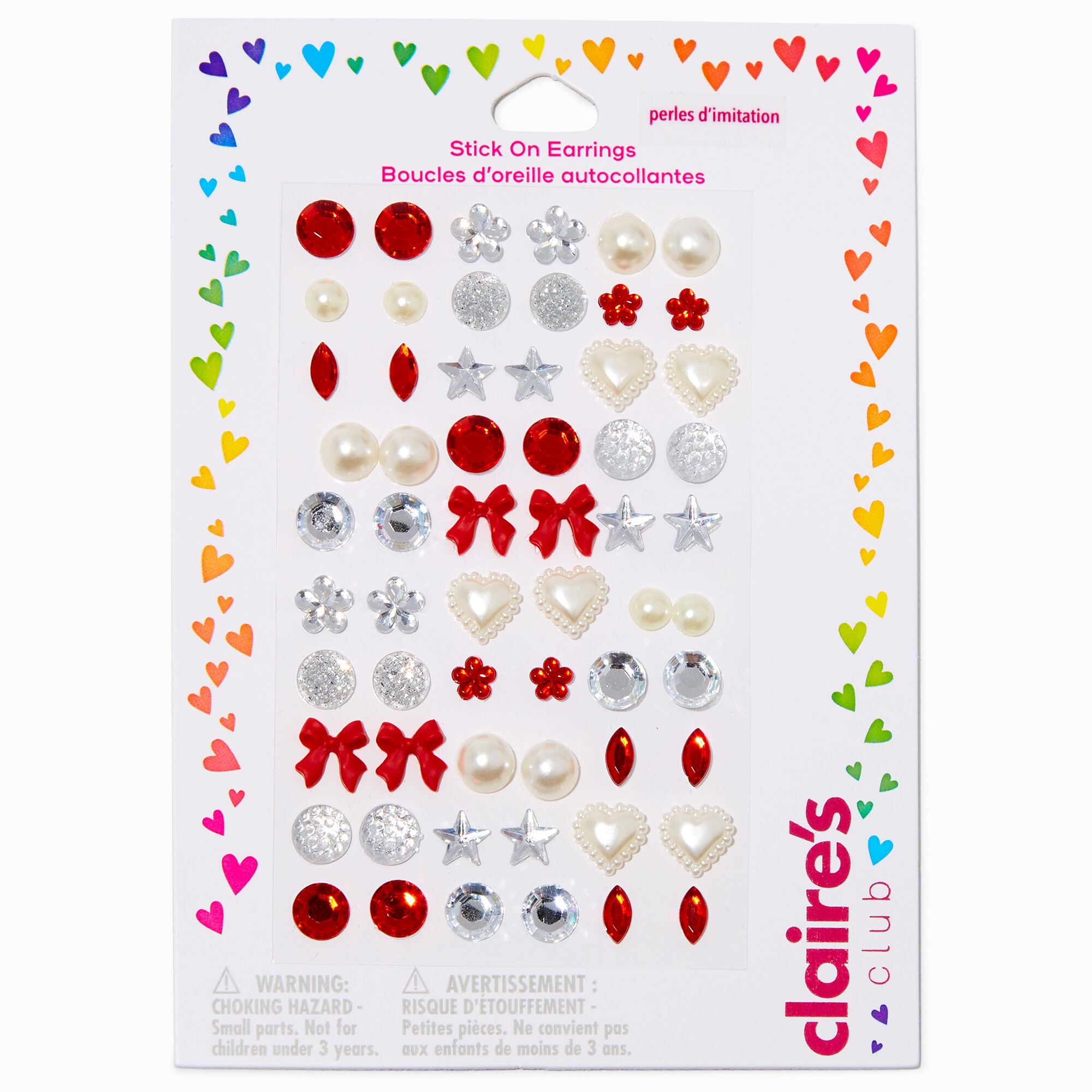 Claire s Club Holiday Stick On Earrings 30 Pack