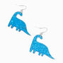 Blue Glitter Brontosaurus Dinosaur Drop Earrings,