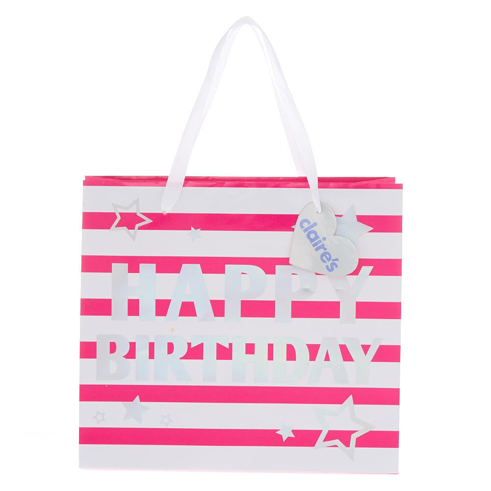 Pink and white deals striped gift bags