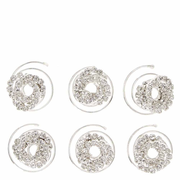 Spirales &agrave; cheveux avec strass en verre torsad&eacute;es - Lot de 6,