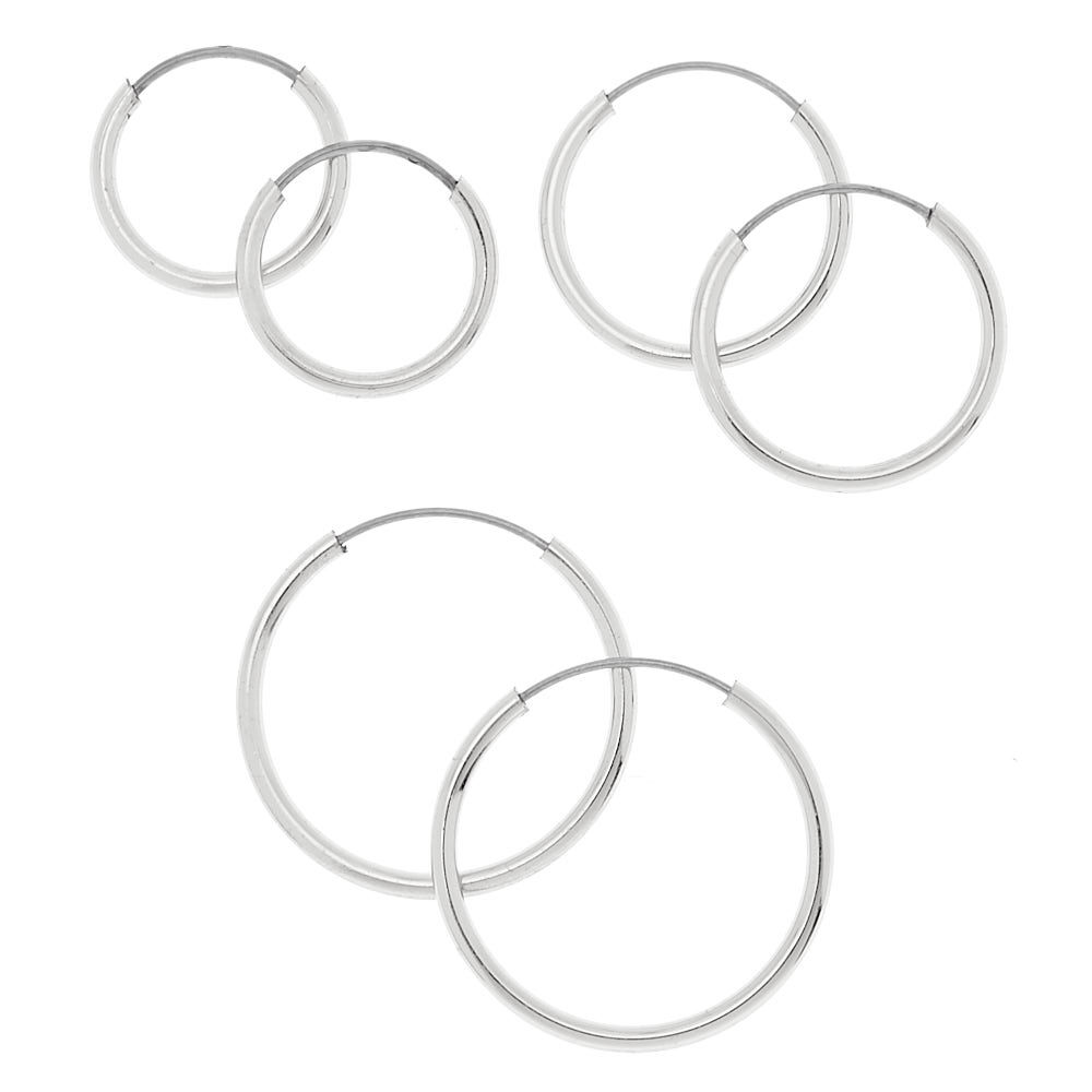 Silver Mini Hoop Earrings 10MM 12MM 15MM