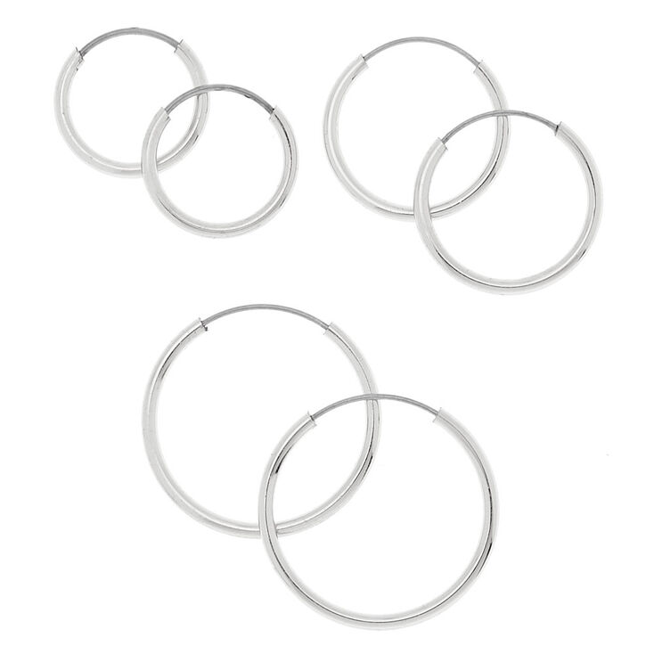 Claire's Mini créoles couleur argentée - 10 mm, 12 mm, 15 mm