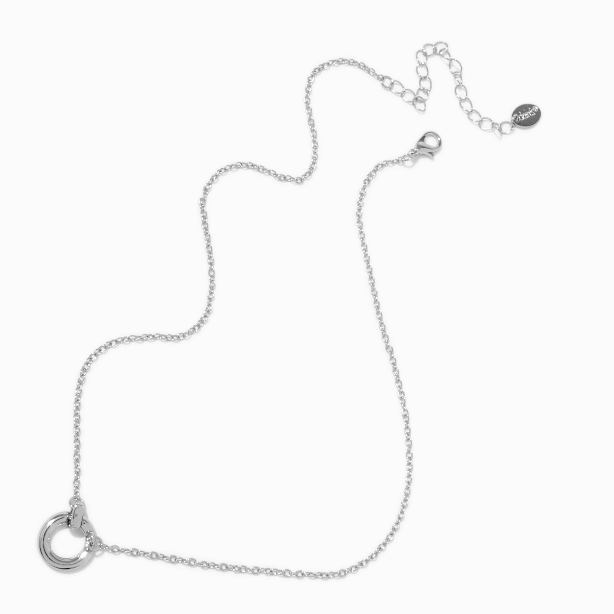 Silver-tone O Ring Pendant Necklace,